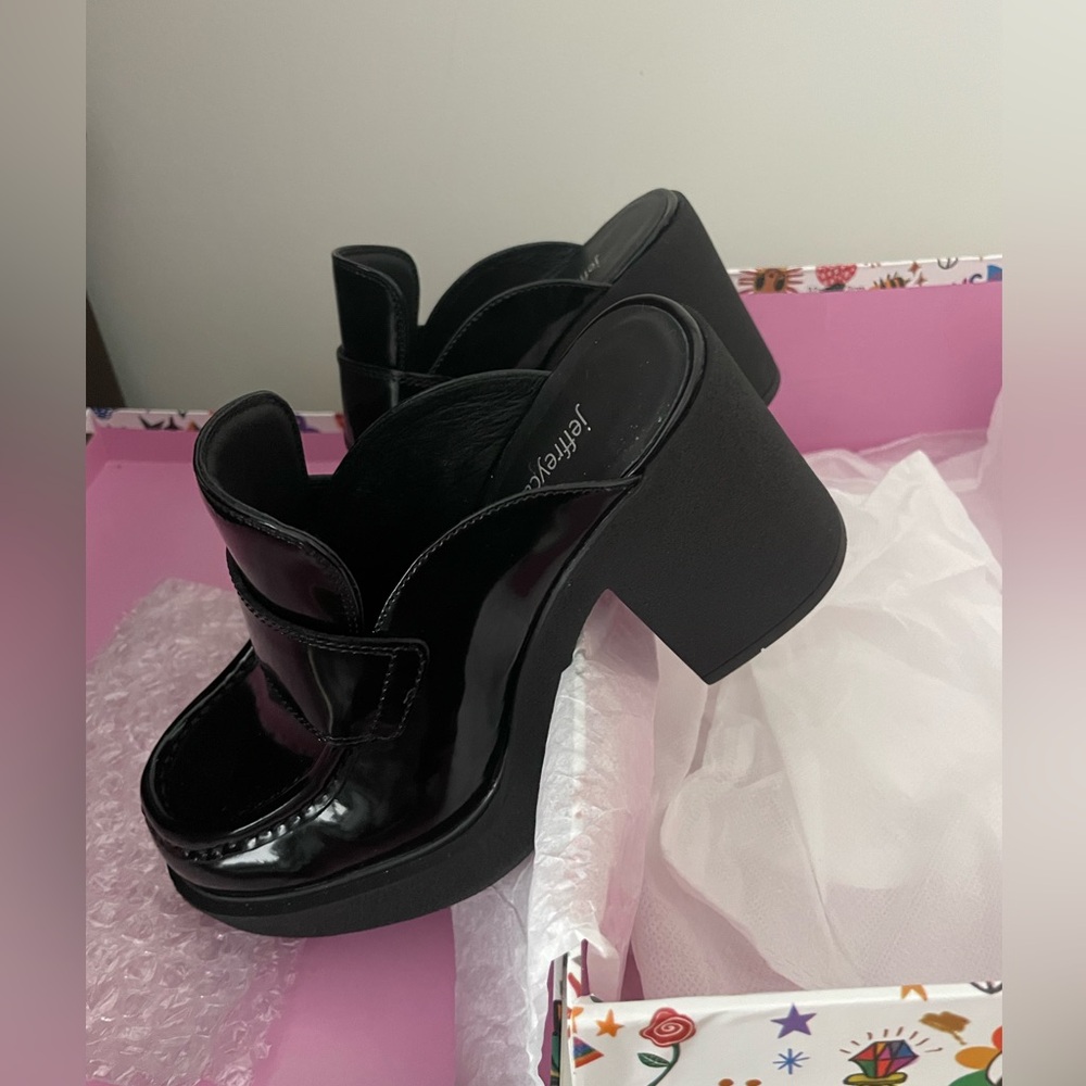 Jeffrey Campbell Black Patent Kerri Loafer Mules. Size 5.5. New with tags & box! - Picture 5 of 12
